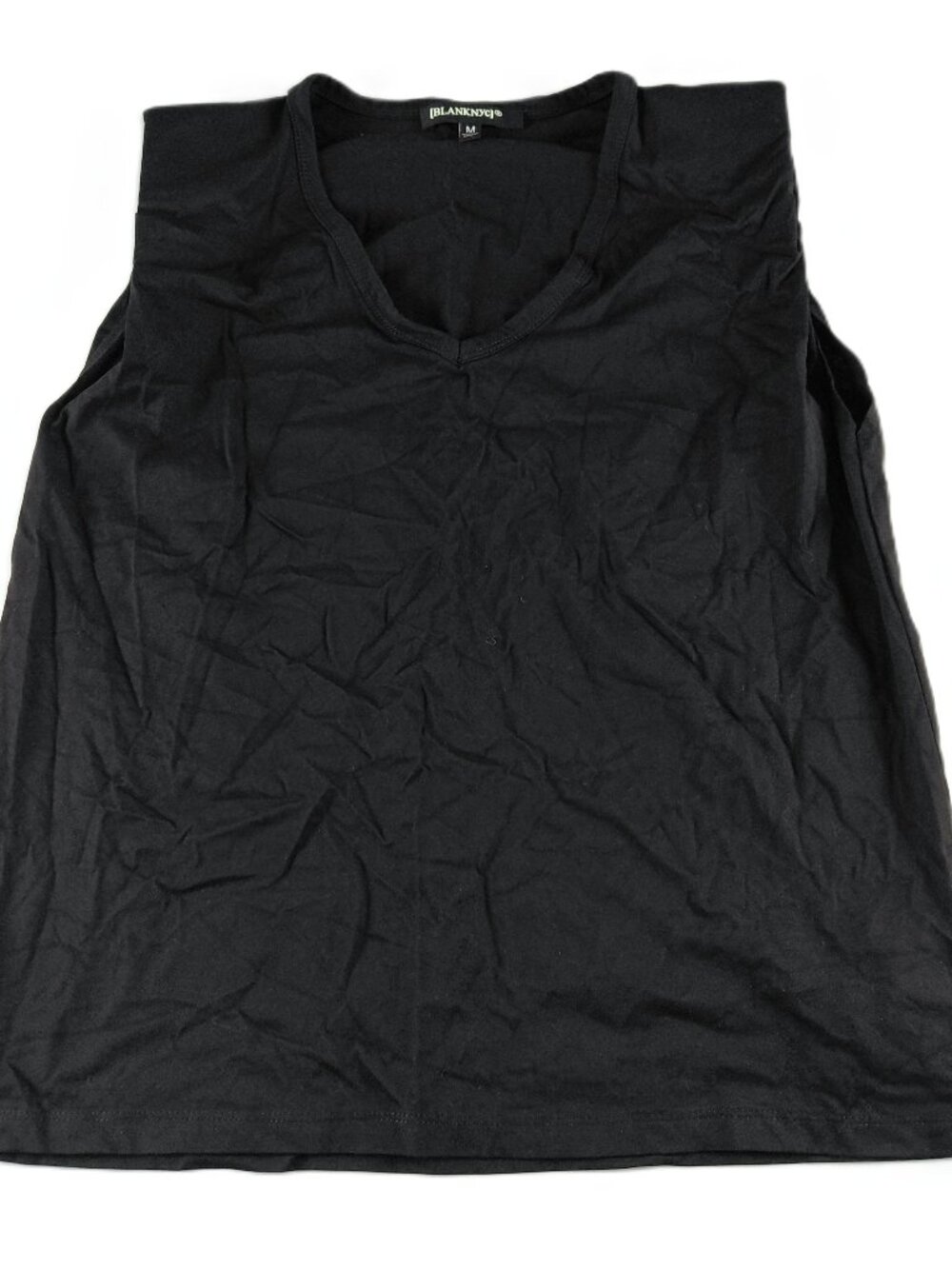 Blank NYC Might Be Right V-Neck Muscle Tank Top Women's M Black Shoulder Pads